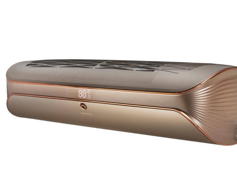 Nordcel Soyal luksusliku disainiga õhksoojuspumba siseosa diagonaalvaates, suletud õhusuunajaga